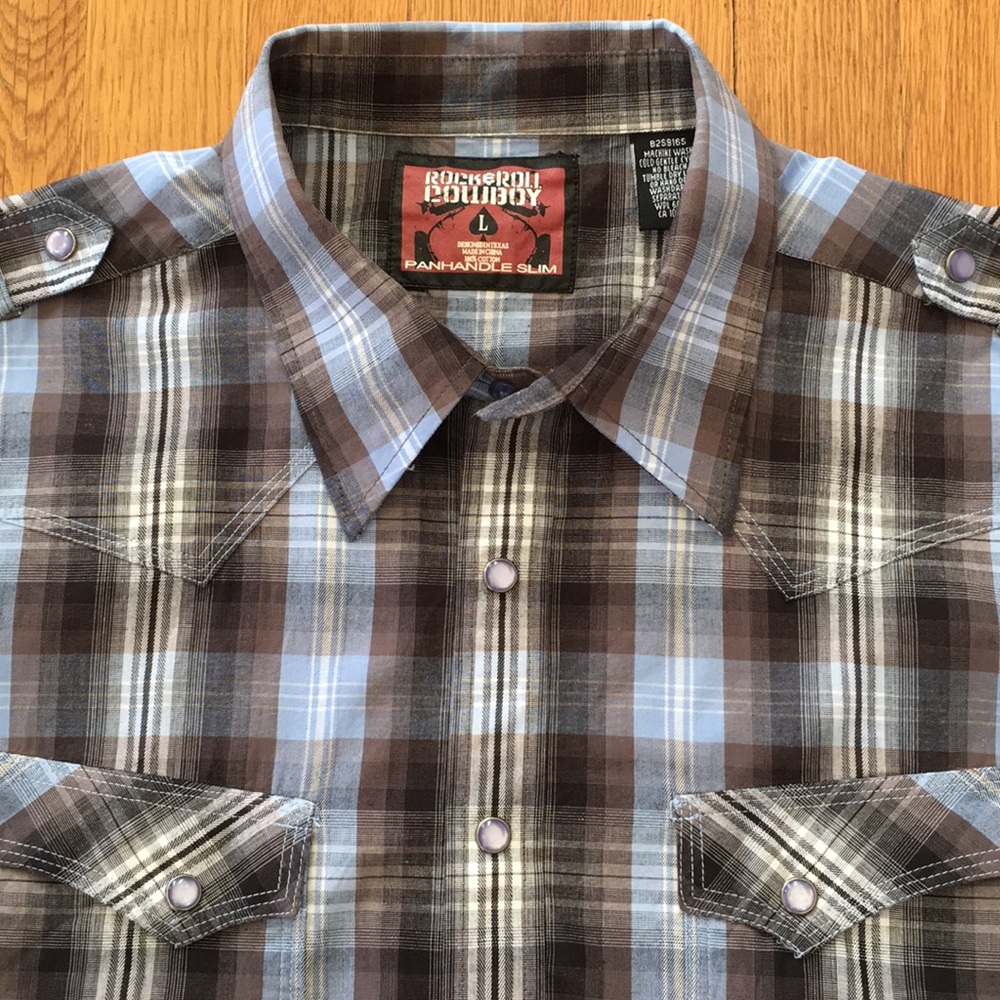 Rock & Roll Cowboy Plaid Button Down Shirt Size L